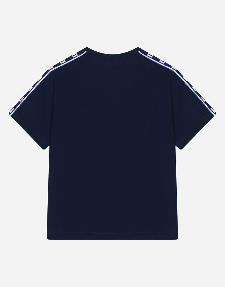 DolceGabbanaSpa T-Shirt aus Jersey mit Logoplakette Blau L4JTGUG7J0Q
