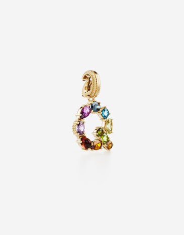 Dolce & Gabbana Q Alphabet charm in 18K yellow gold with multicolored gemstones Gold WANR2GWMIXQ