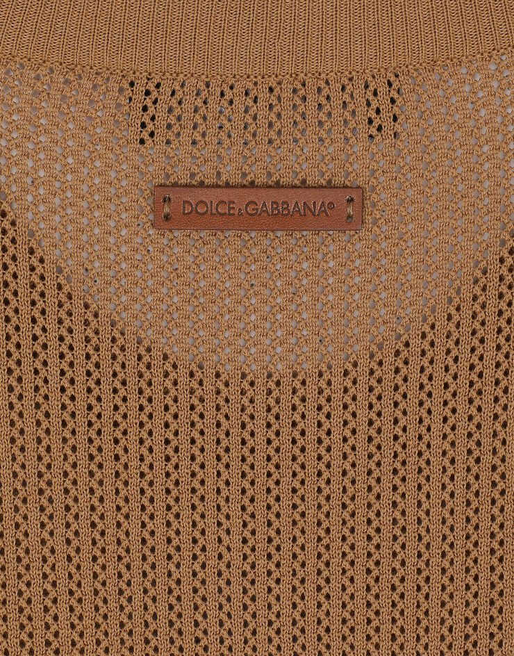 Dolce&Gabbana Pull en coton avec étiquette à logo Beige GXQ40TJBCAB