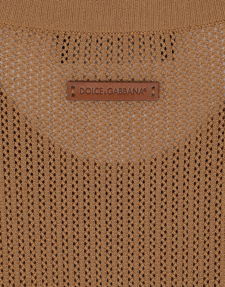Dolce&Gabbana Cotton sweater with logo label Beige GXQ40TJBCAB
