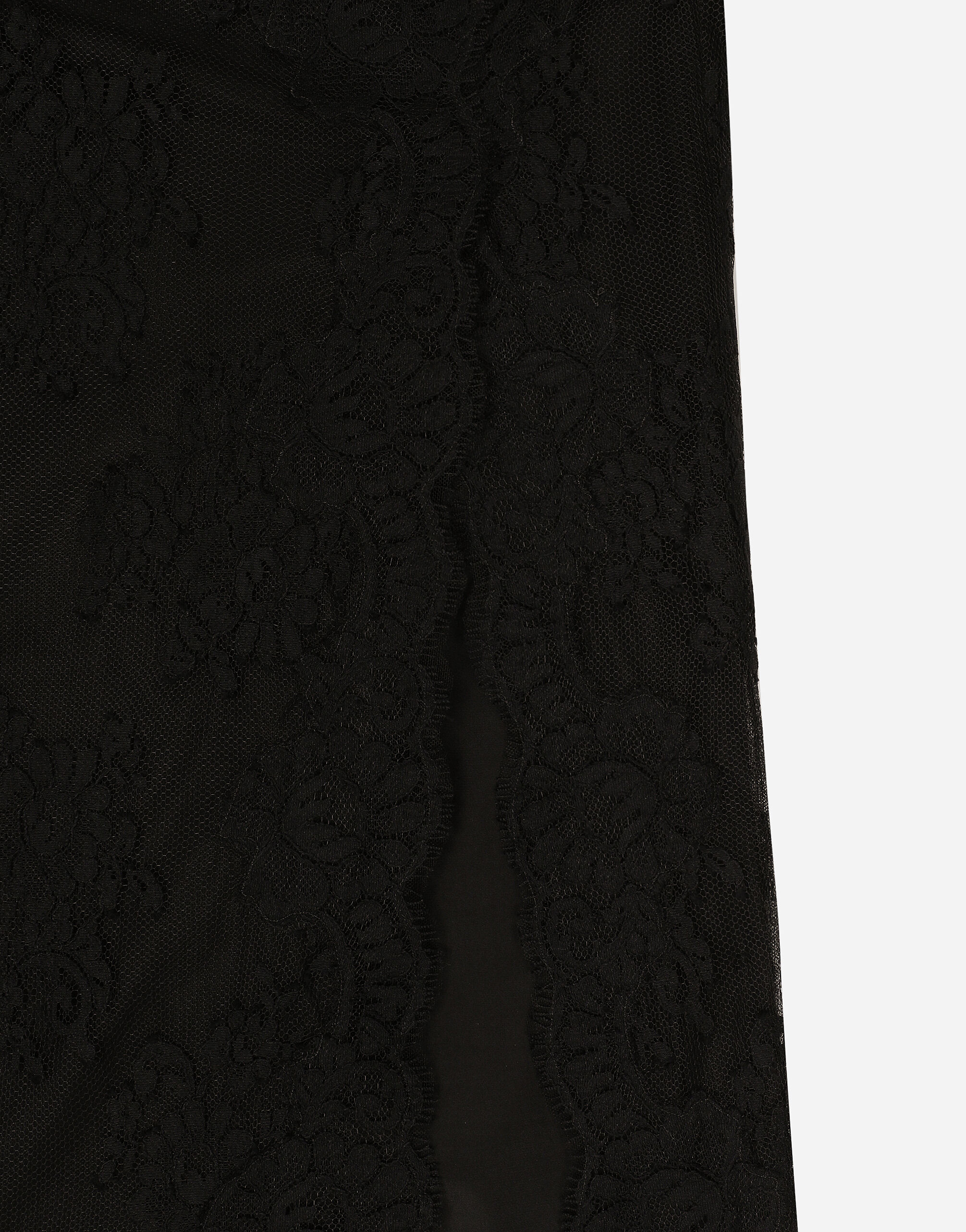 Lace calf-length slip dress in Black for Women | Dolce&Gabbana® US