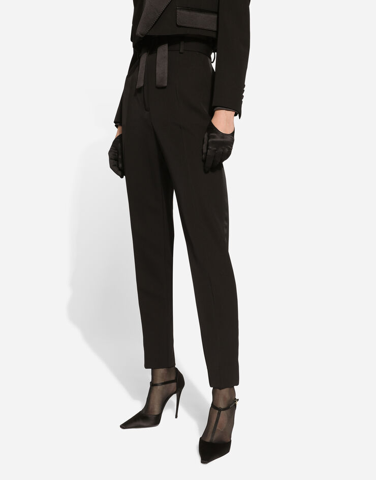 Dolce & Gabbana Tailored wool gabardine tuxedo pants Black FTAM0TFU21E