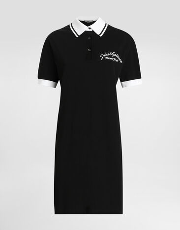 Dolce & Gabbana Cotton piqué dress with DG logo embroidery Pink F8N08ZGDCX1