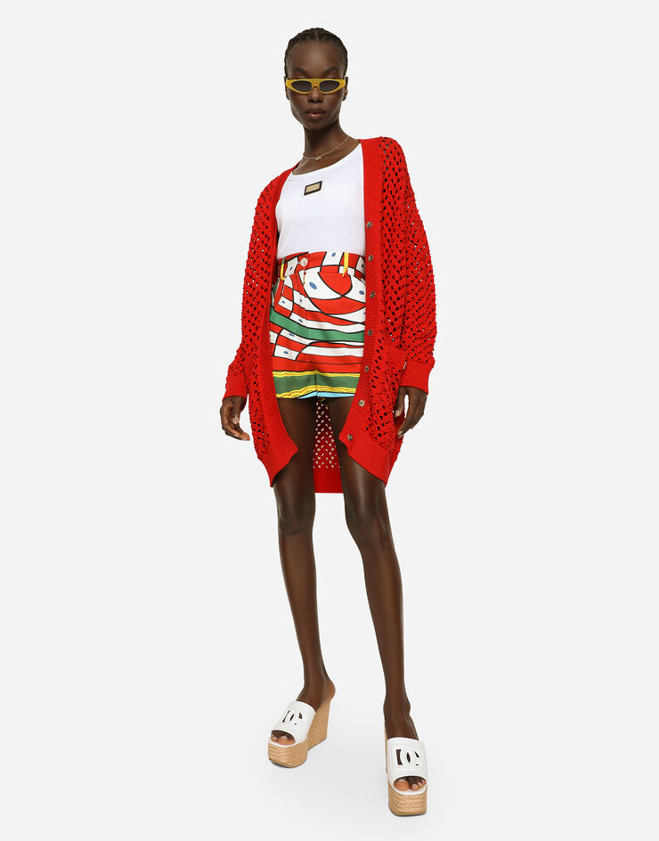 Dolce & Gabbana Cárdigan largo de ganchillo Rojo FXL55TJBCAL