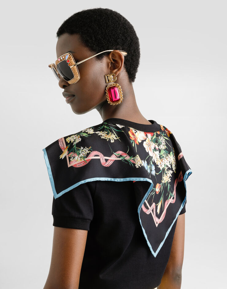 Dolce & Gabbana Short-sleeved t-shirt with foulard Black F8V73TGDDCF