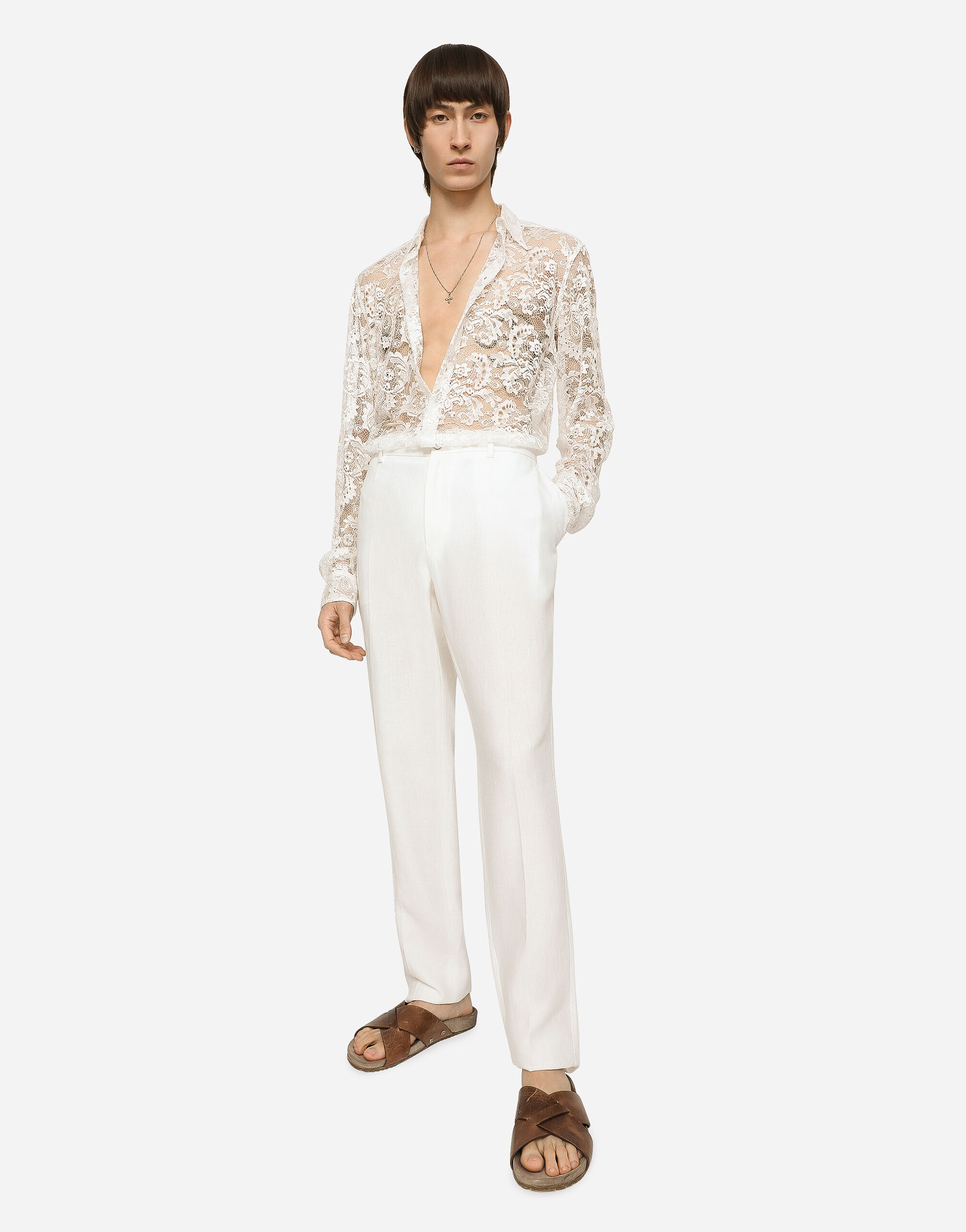 Lace Martini-fit shirt in White for Men | Dolce&Gabbana® US