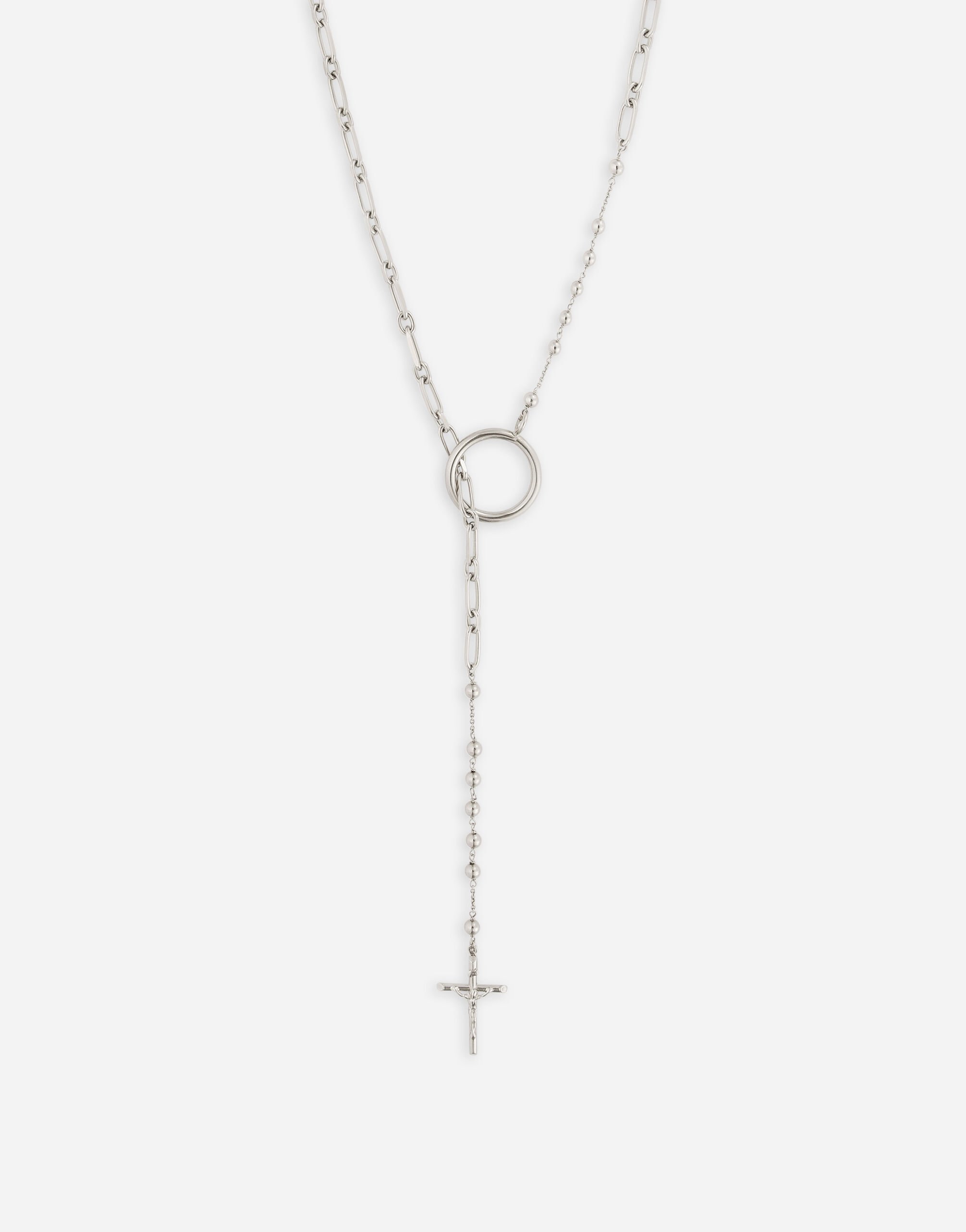 Rosary necklace with chain detailing in Silver for Women