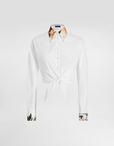Dolce & Gabbana Bouquet-print poplin shirt White F5S65TGDDCN