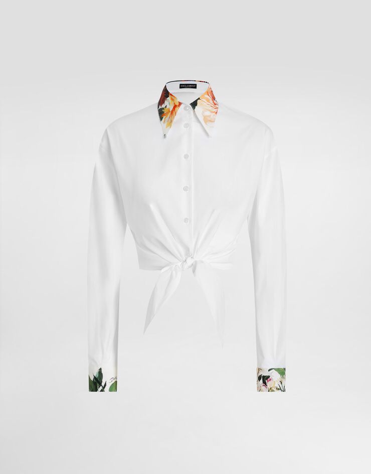 Dolce & Gabbana Bouquet-print poplin shirt White F5S65TGDDCN