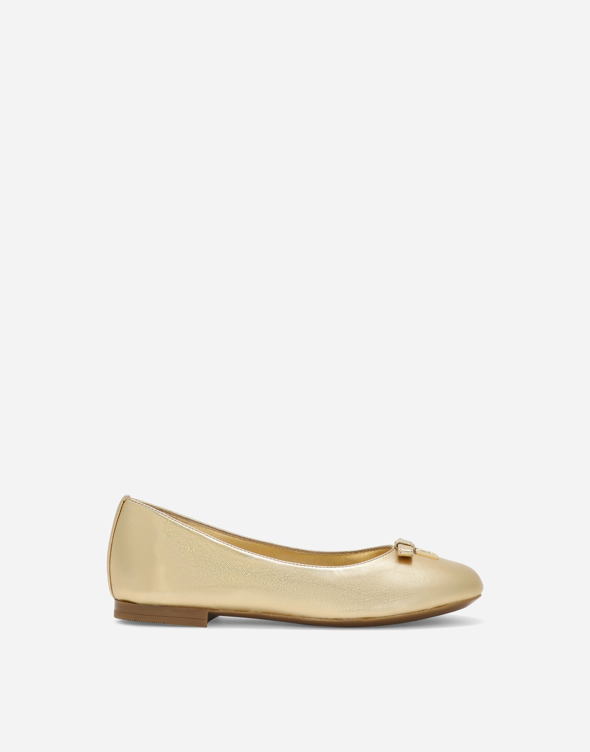 Dolce & Gabbana Foiled nappa leather ballet flats Yellow D11032A1735