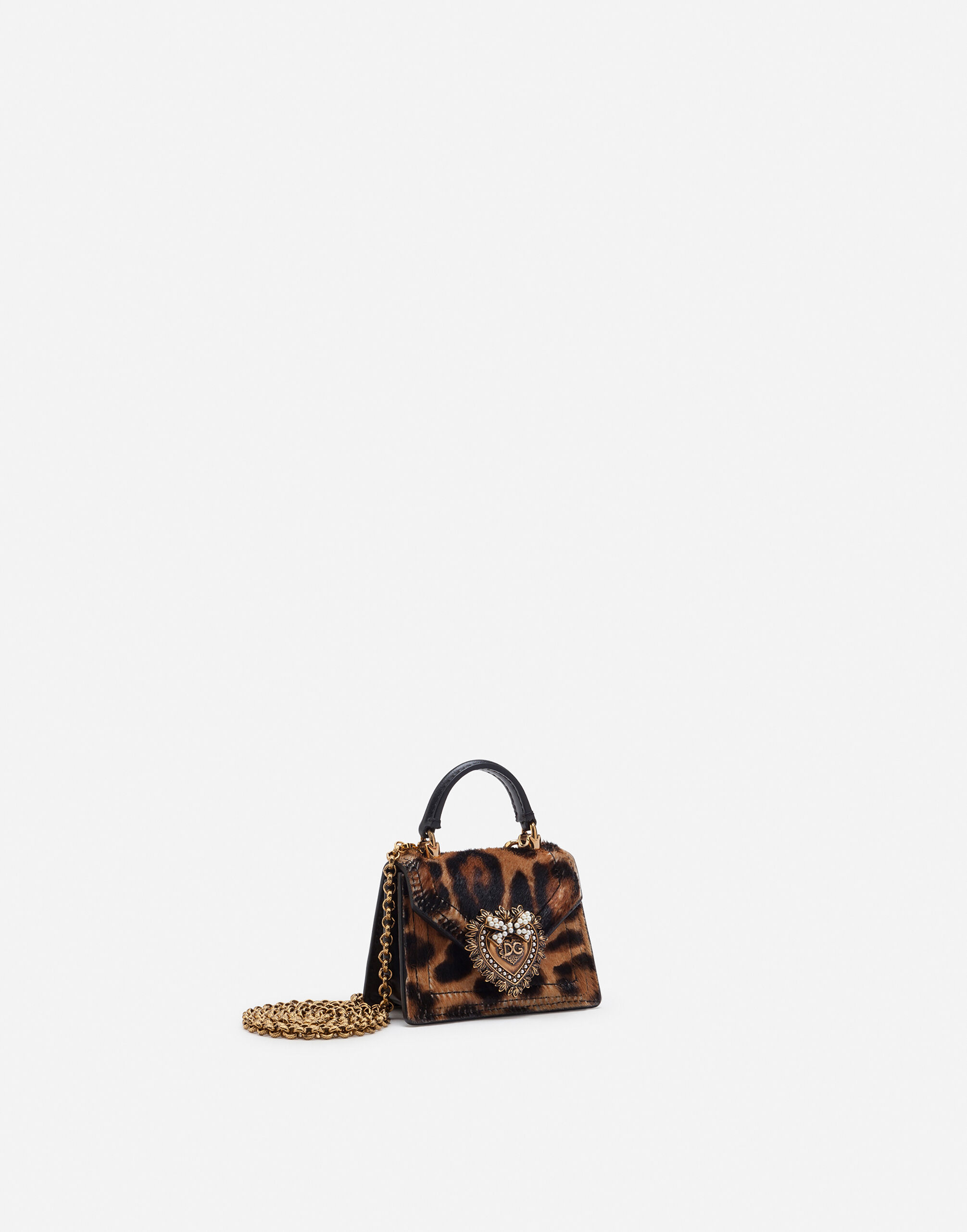 Devotion micro bag in leopard print pony hair