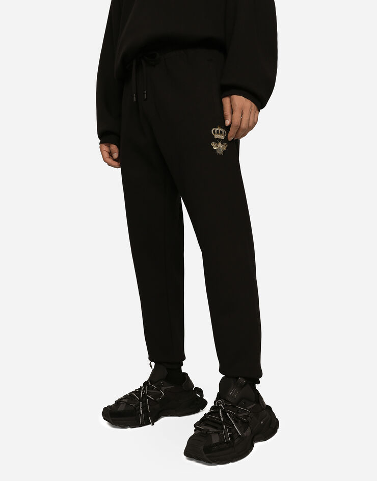 Dolce & Gabbana Pantalón de chándal de punto con bordado Noir GVF7AZHU7H9