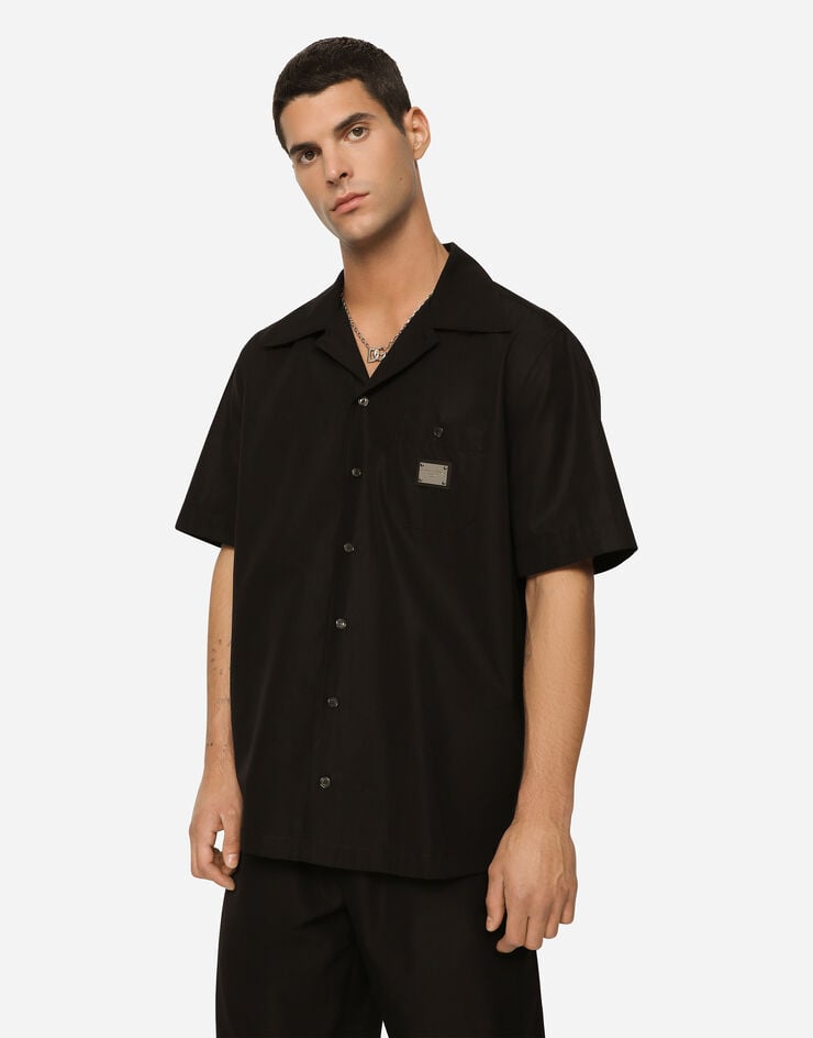 Dolce & Gabbana Рубашка Hawaii из хлопка с фирменной пластинкой черный G5JH9TGF855