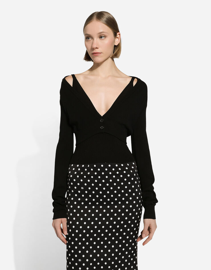 Dolce & Gabbana Camiseta sin mangas en punto de viscosa Negro FXL05TJFME0
