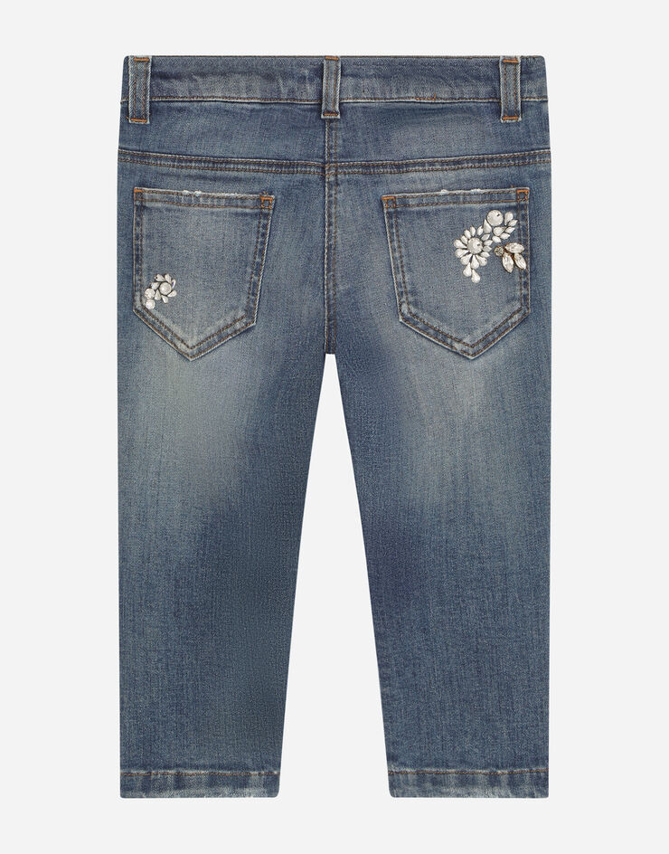 Dolce & Gabbana Stretch denim jeans with bejeweled embellishment Multicolor L51F74LDB08