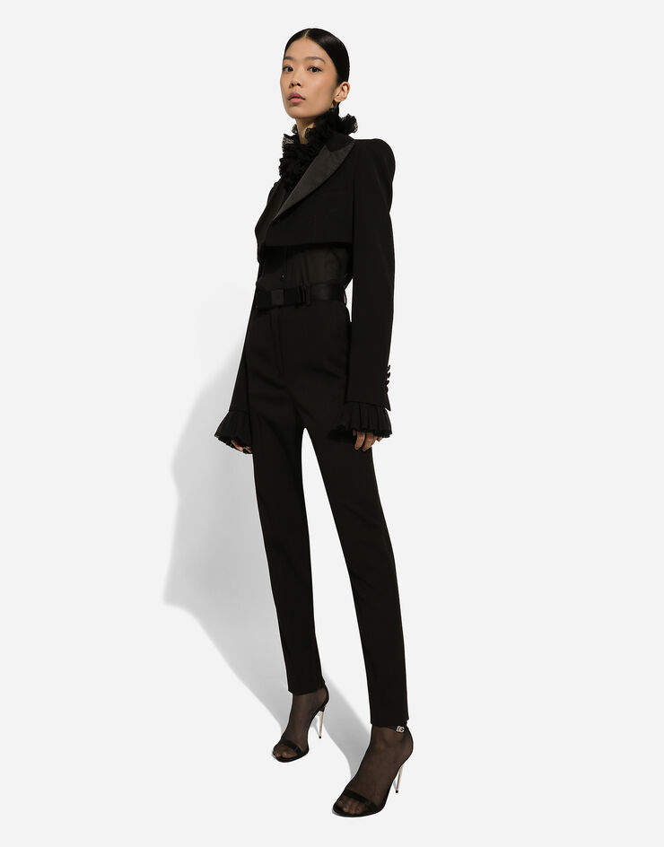 Dolce & Gabbana Pantalón pitillo en gabardina de lana Negro FTC30TFU28J