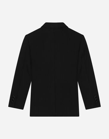 Dolce & Gabbana Single-breasted tuxedo jacket with logo tag Black L41J71G7I8V