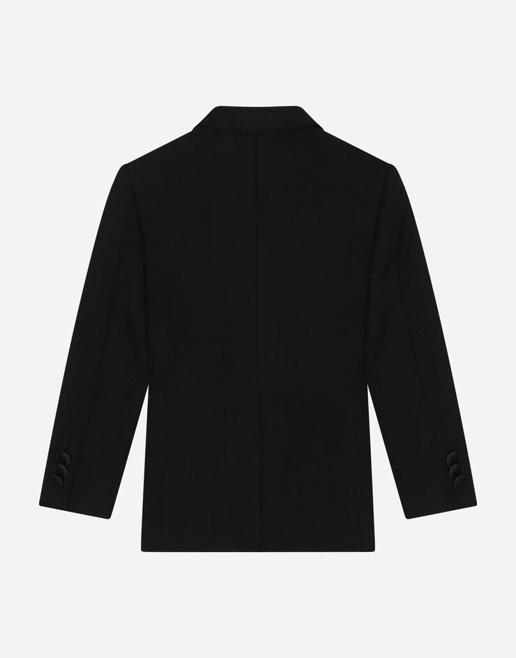 Dolce & Gabbana Single-breasted tuxedo jacket with logo tag Black L41J71G7I8V