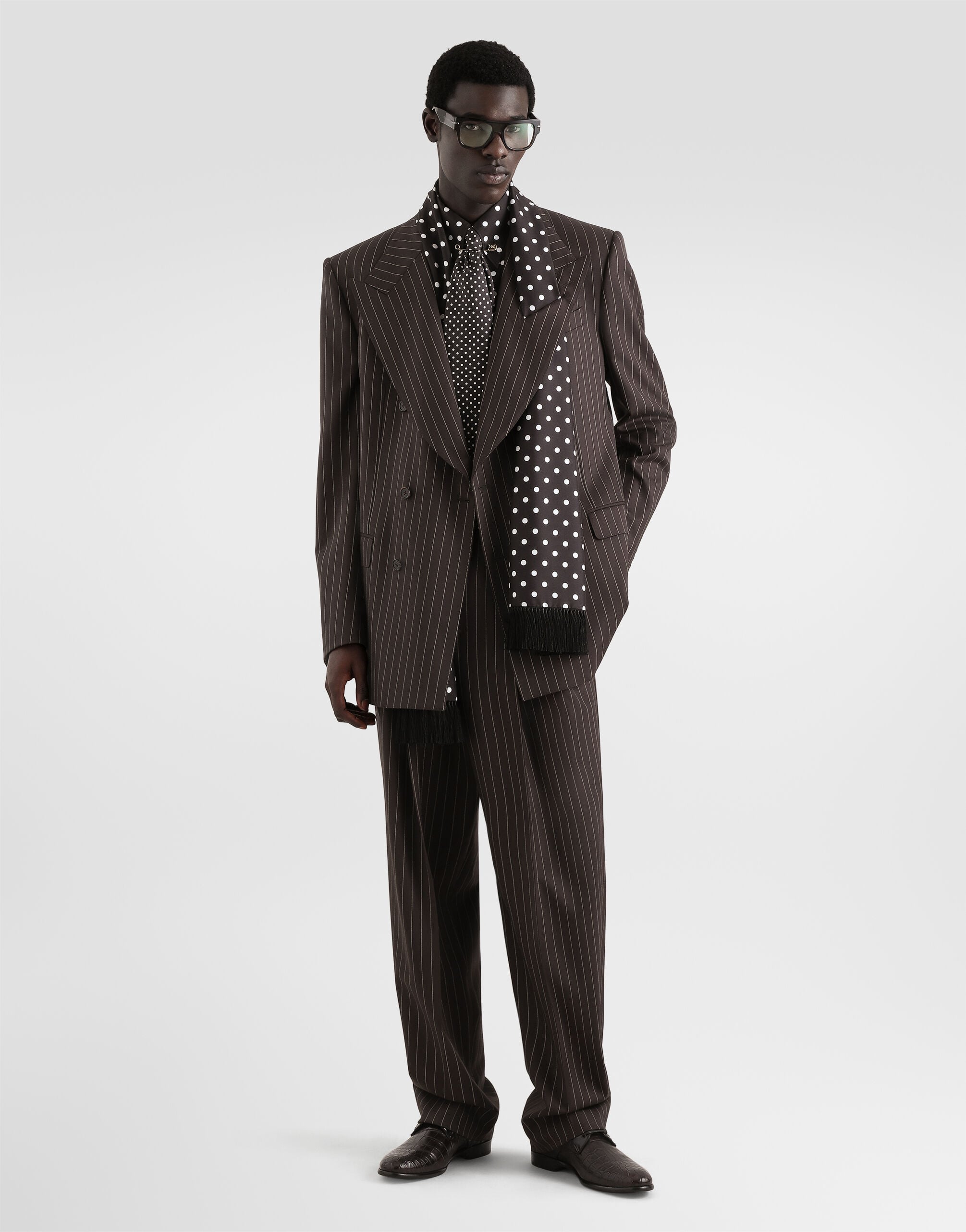 Polka dot-print silk twill gold shirt - thumbnail 2