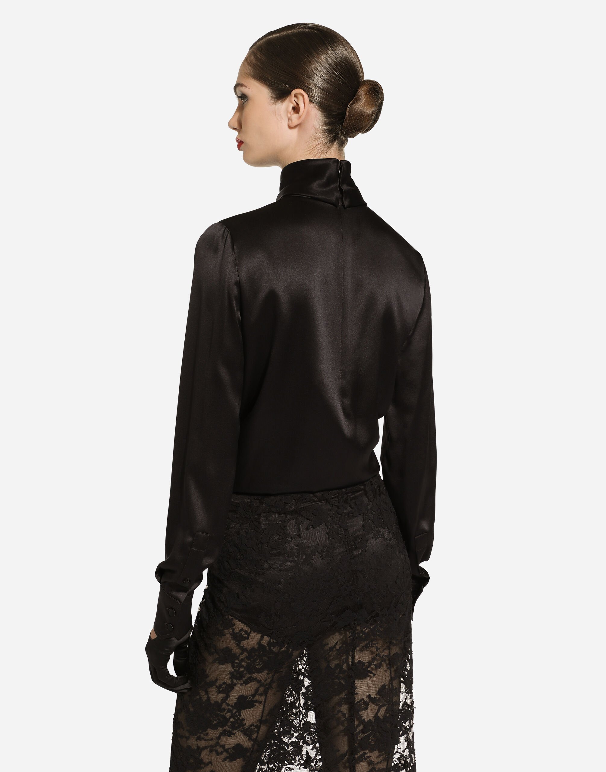 Blouse en satin de soie en Noir pour femme Dolce Gabbana