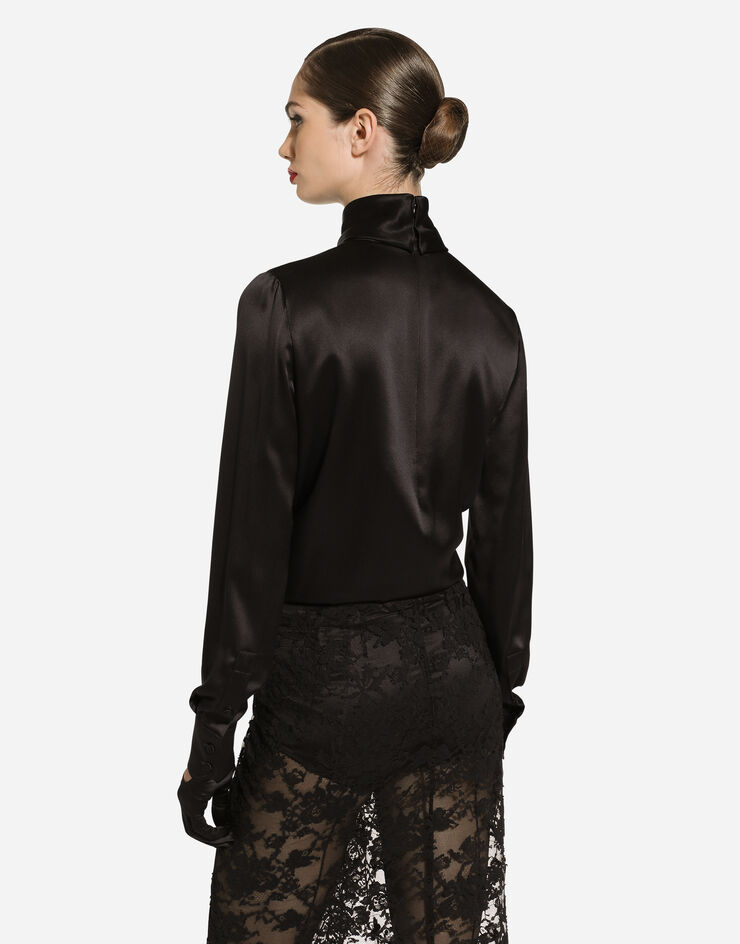 Dolce & Gabbana Blusa en raso de seda Negro F7AI0TFU1AU