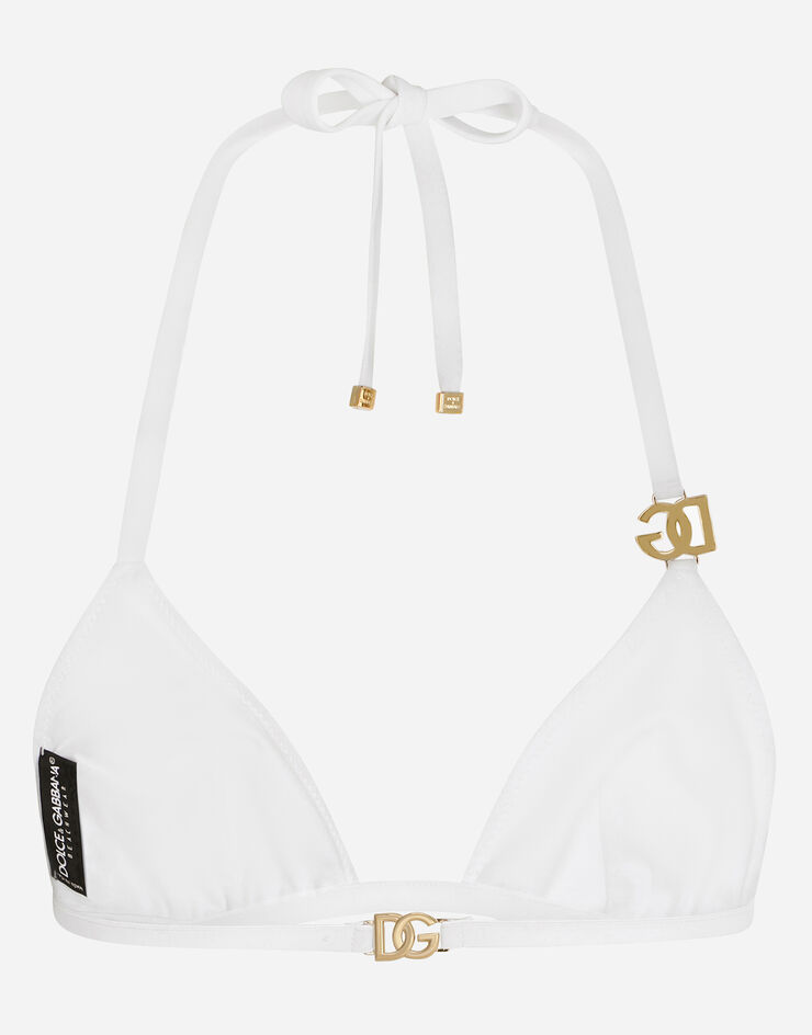 Dolce & Gabbana Reggiseno a triangolo da mare con logo DG Bianco O1A32JFUGA2