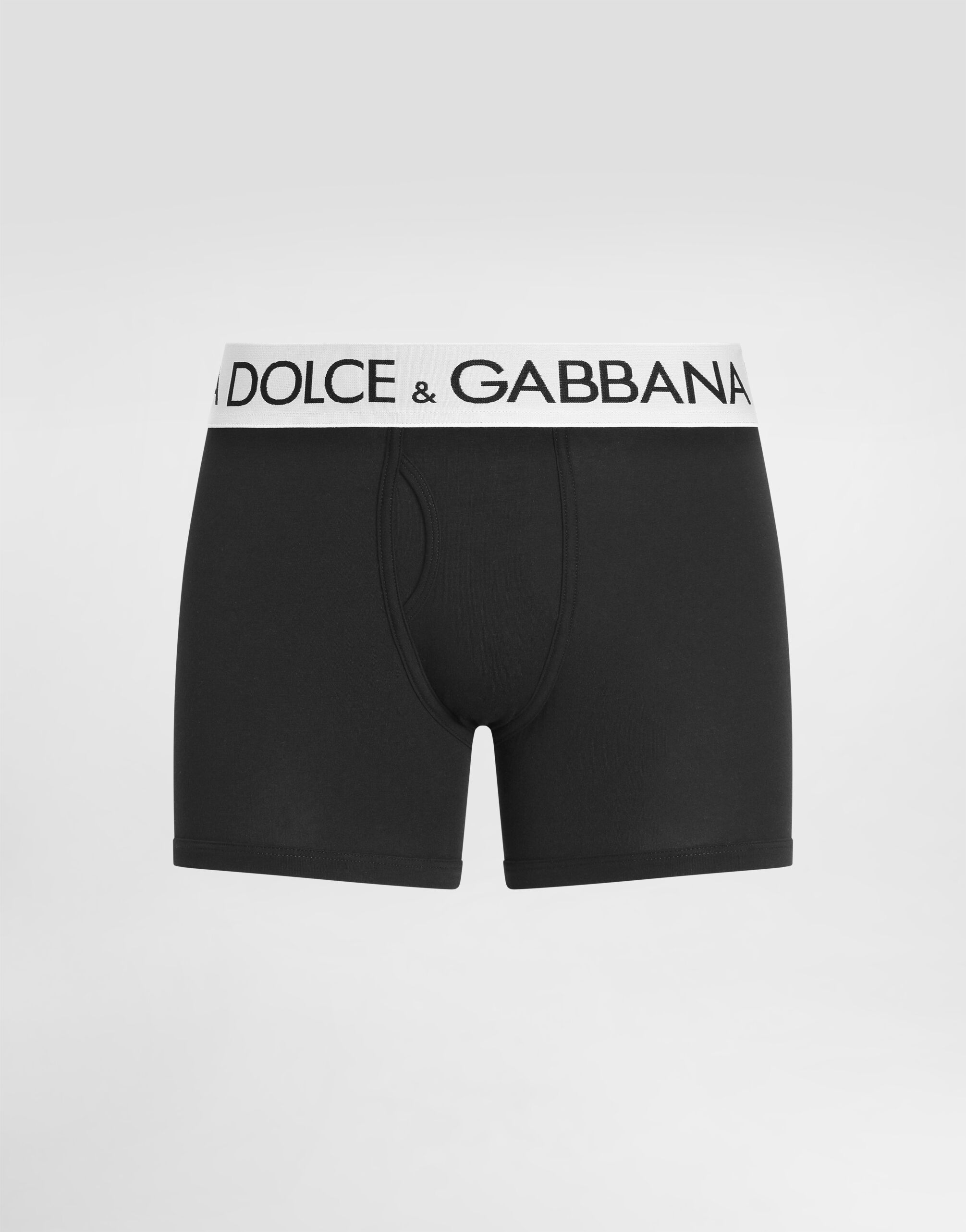 DOLCE & GABBANA◆メンズ ロゴ ボクサー ショーツ x 2枚 ブラックのメンズ ロングボクサーショーツ ダブルエラスティック