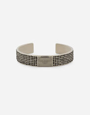 Dolce & Gabbana Rigid bracelet with rhinestones and logo tag Silver WNQ4S2W1111