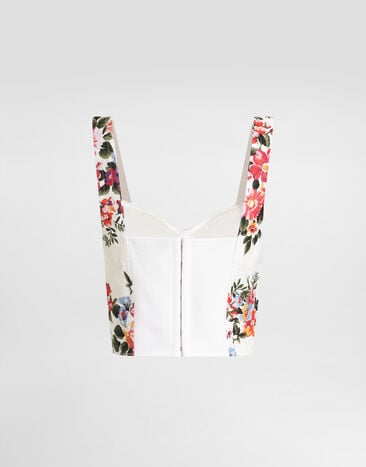 Dolce & Gabbana Flower bouquet-print cotton bustier top Multicolor F7BB1THS5UU