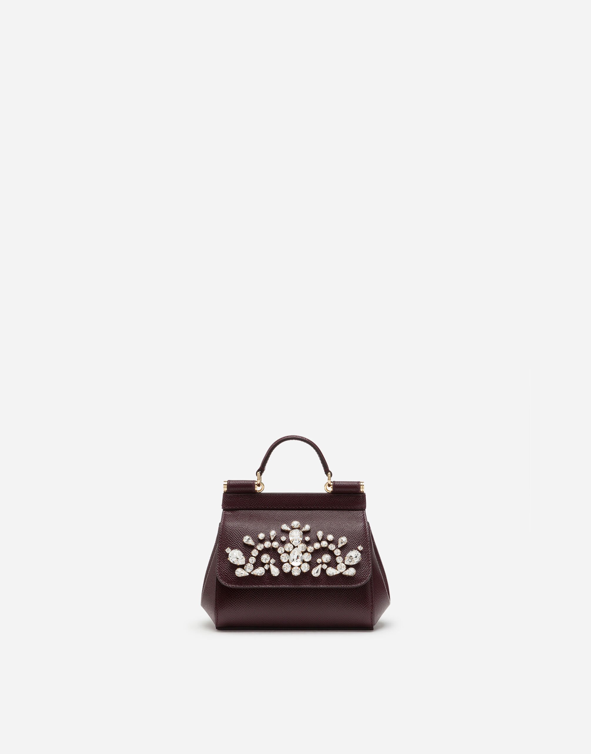 Dolce & Gabbana Dauphine calfskin Sicily mini bag with rhinestone embellishement Beige BB7612AN767