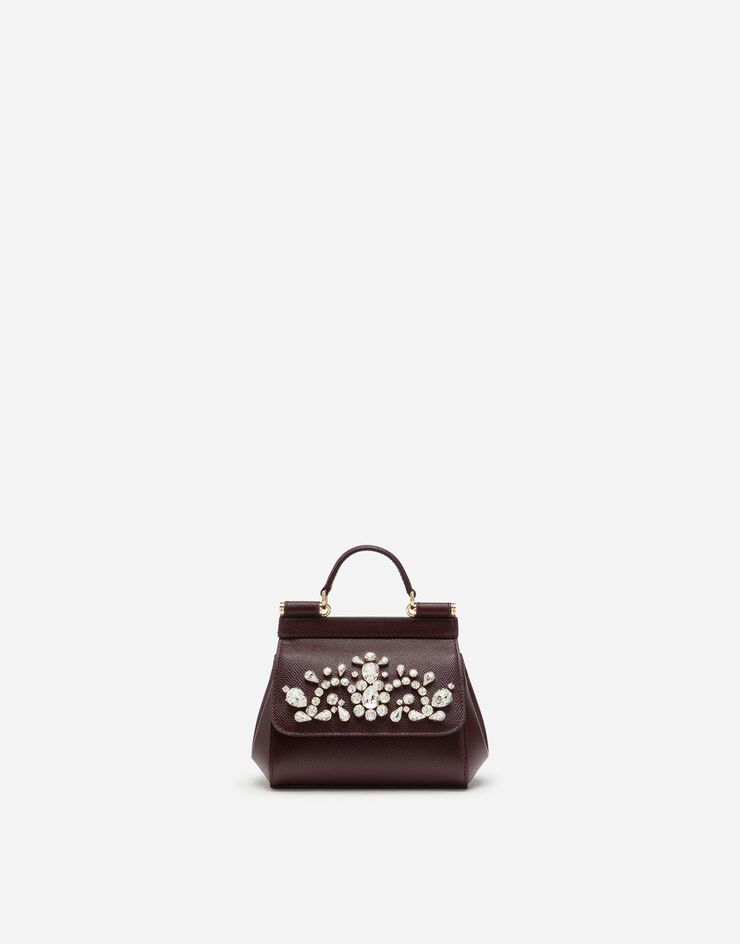 Dolce & Gabbana Mini bag Sicily aus dauphine-kalbsleder mit strass-stickerei VIOLETT BB5999B5756