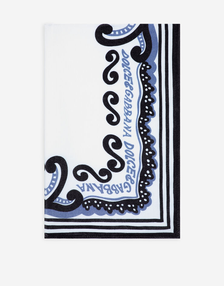 Dolce & Gabbana Пляжное полотенце из хлопка в морском стиле лазурный M0A00TII7AW