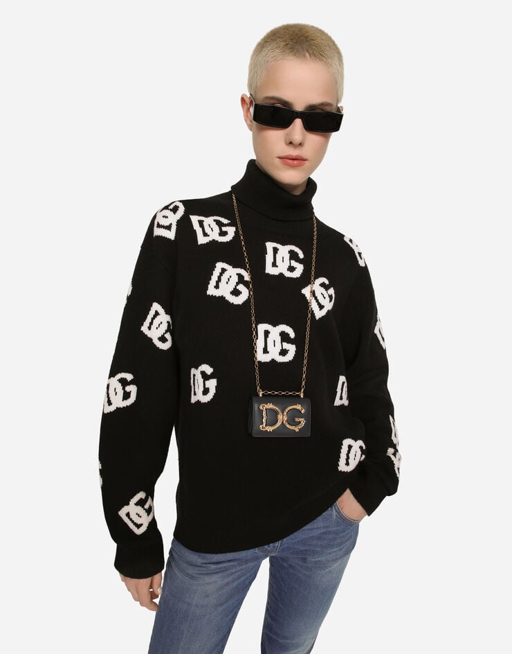 Dolce & Gabbana DG Girls micro bag in plain calfskin Black BI1398AW070