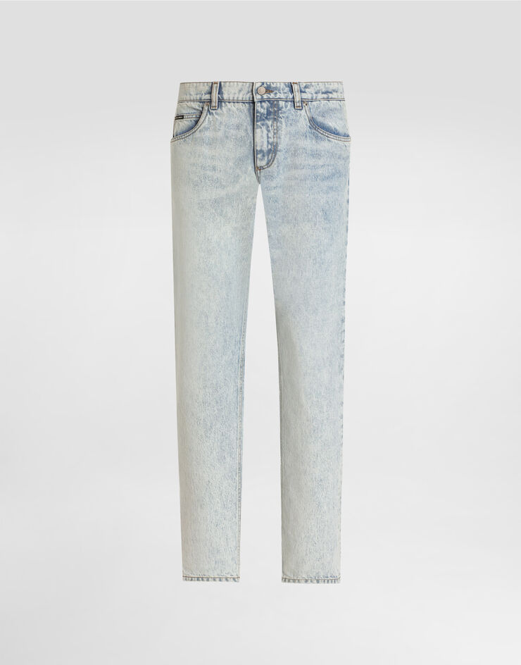 Dolce & Gabbana Jeans Regular aus Baumwolle mit Plakette Mehrfarbig GYJCCDG8MU1
