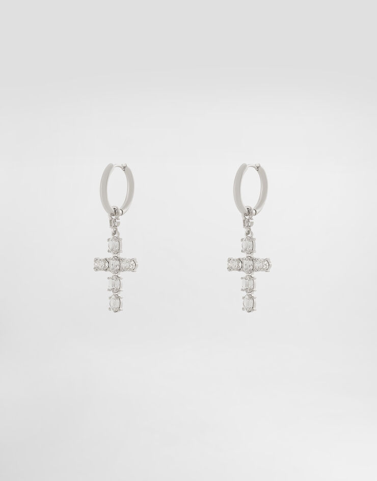 Dolce & Gabbana أقراط كريولي بصليب كريستالي كريستال WEQ2D6W1111