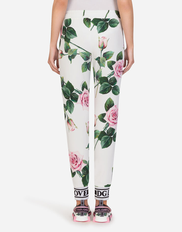 Dolce & Gabbana CADY FABRIC TROPICAL ROSE PRINT JOGGING PANTS BLUMENPRINT FTA1DTFSRMB