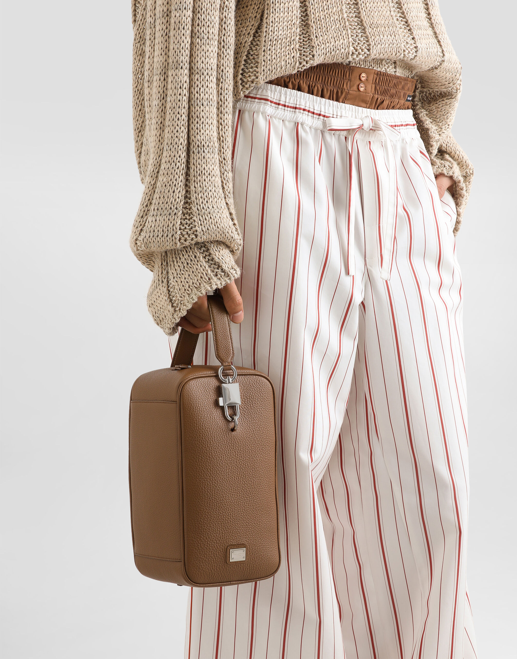 Brownのメンズ ロック カーフスキン ハンドバッグ | Dolce&Gabbana®