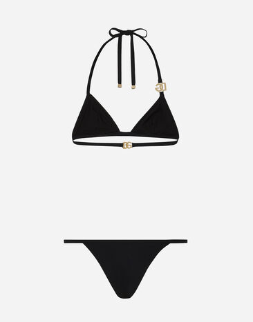 Dolce & Gabbana Erweitern Sie Ihre persönliche Bademoden-Kollektion um diesen schlicht-eleganten Bikini in Nero Sicilia mit DG-Metalllogo; der für einen individuellen Look sorgt. Schwarz O8B76JONO12