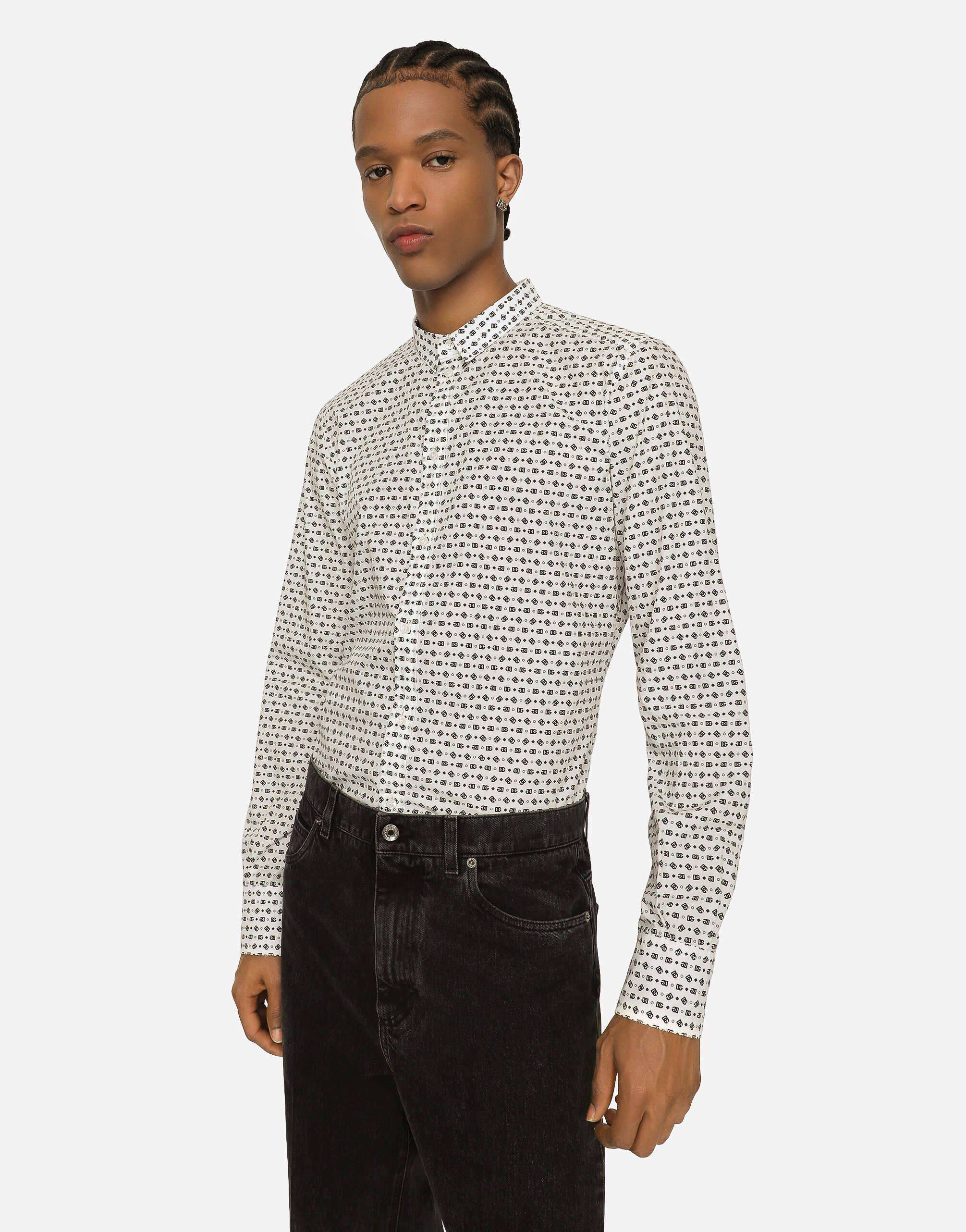 Poplin Gold fit shirt with DG logo print in White for for Men