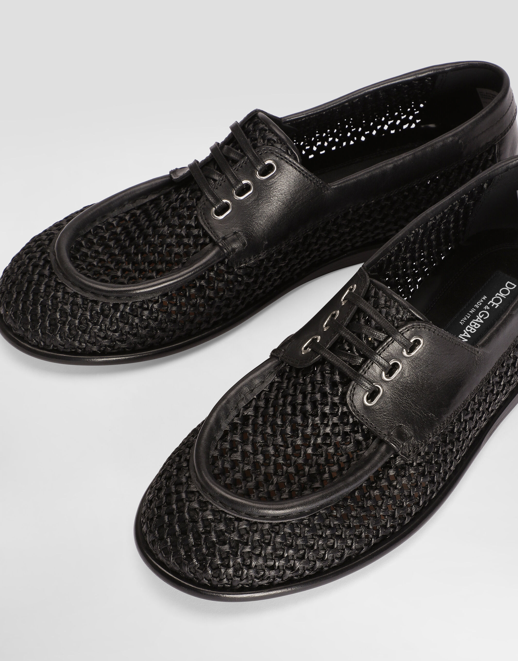 チ*ン様 Dolce & Gabbana ブラックレザーシューズ Blackのメンズ Derby shoes in raffia | Dolce&Gabbana®