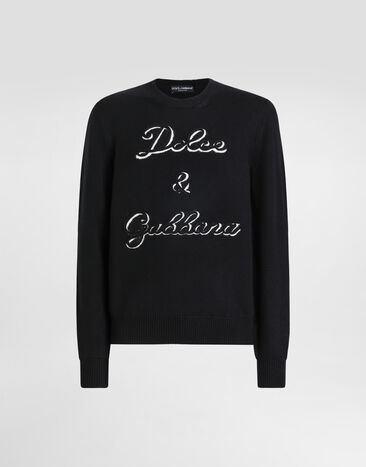 Dolce & Gabbana Pullover aus Wolle mit Intarsienmotiv Schwarz GXX01ZJDVDD