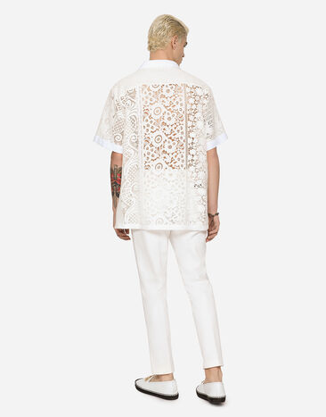 Dolce & Gabbana Hawaiian shirt with lace inserts Multicolor G5JU9ZGEZZ3