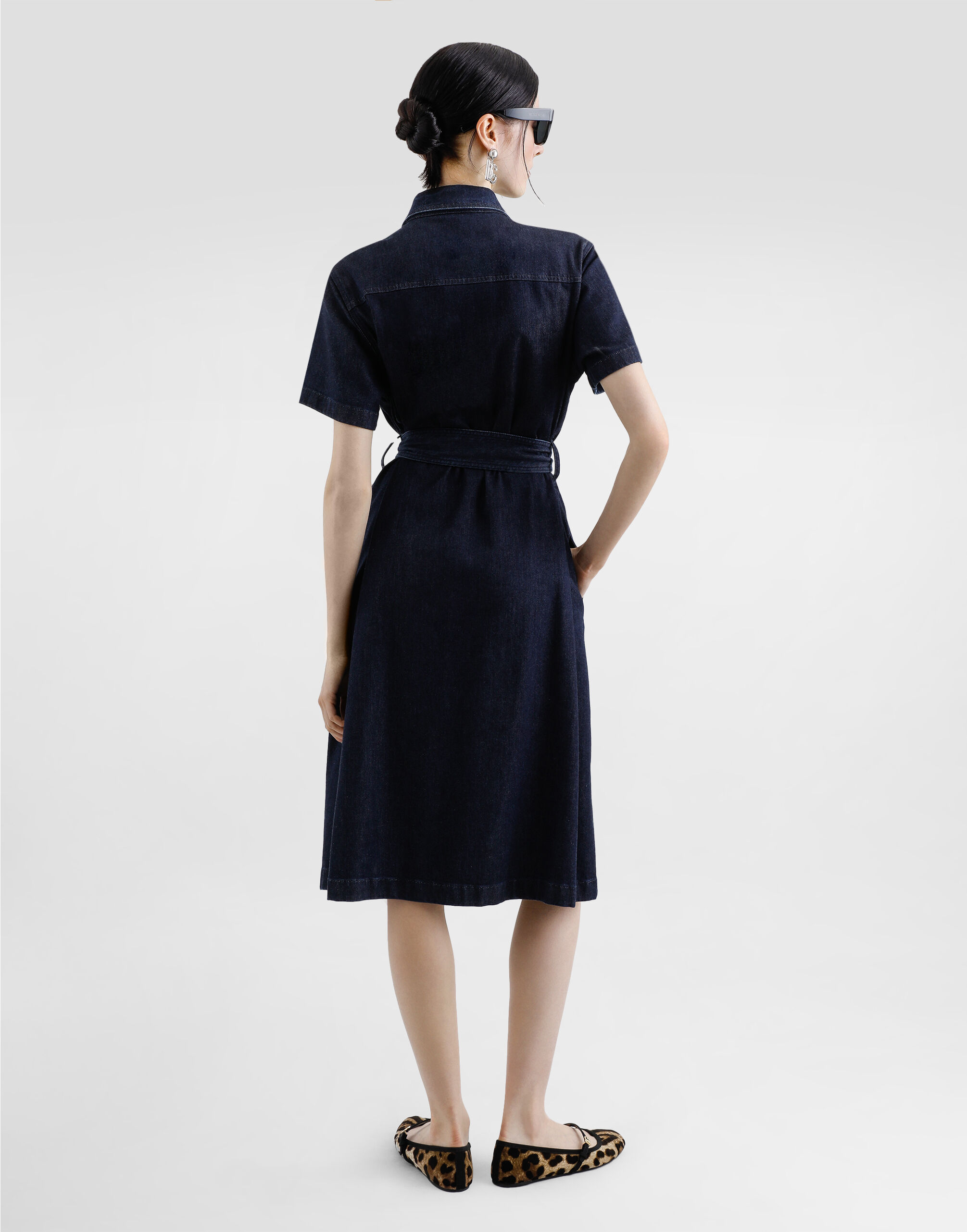 Silk denim shirt dress in Multicolor for Women