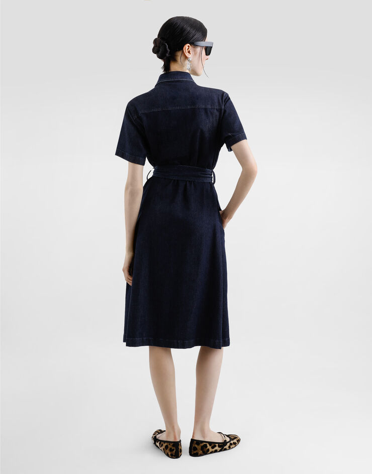 Dolce & Gabbana Abito chemisier in denim di seta Multicolore F6TMBDG8MR3