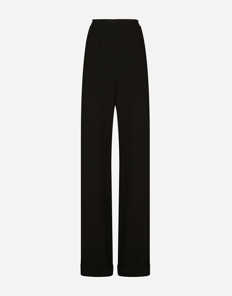 Dolce & Gabbana KIM DOLCE&GABBANA Pantaloni pigiama in tela di lana con piping Nero FTCWXTFUBFZ