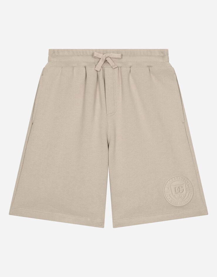 Dolce & Gabbana Jersey shorts with DG logo Beige L4JQT1G7NXC