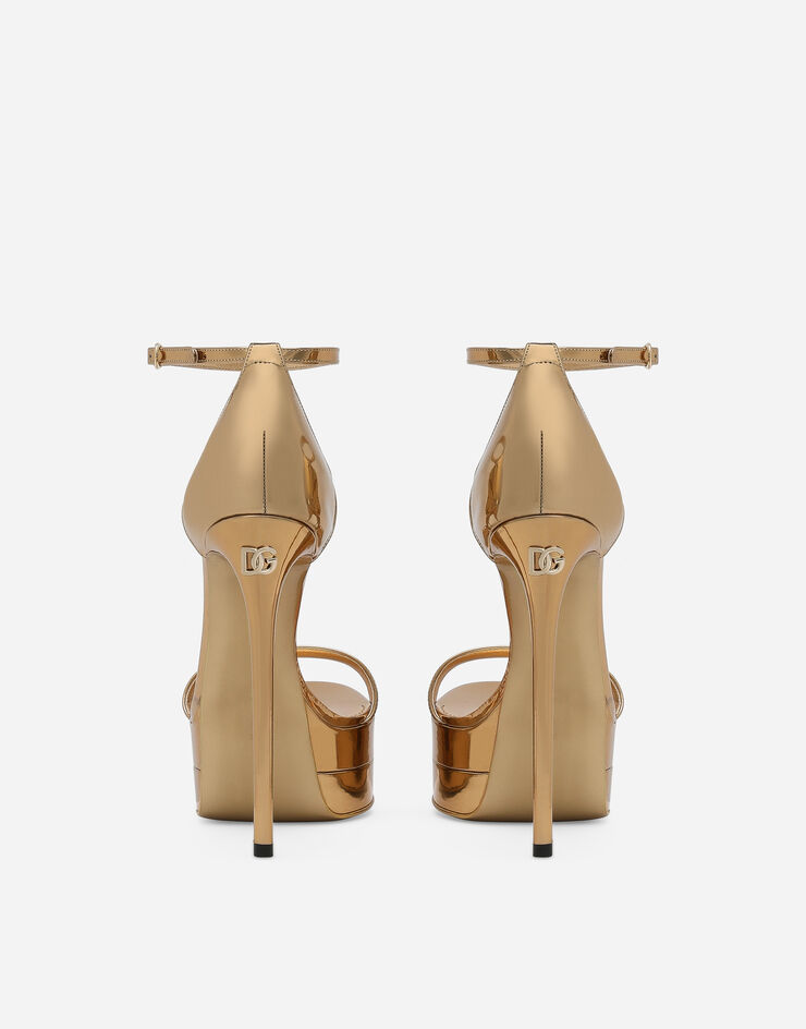 Dolce&Gabbana Sandalia de plataforma en piel de becerro Dorado CR1246AY828