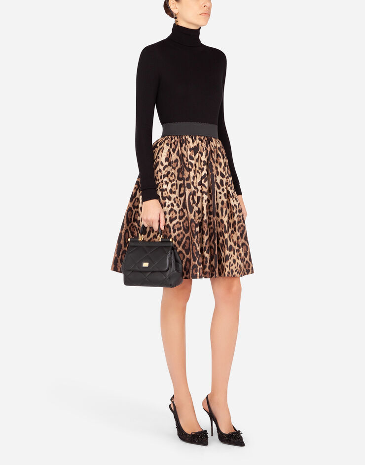 Dolce & Gabbana Falda plato de popelina estampado leopardo Multicolor F4BO0THS5E3