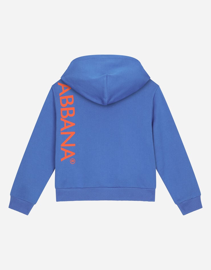 Dolce & Gabbana Zip-up jersey hoodie with “Dolce&Gabbana” logo Blue L4JWFNG7IXP