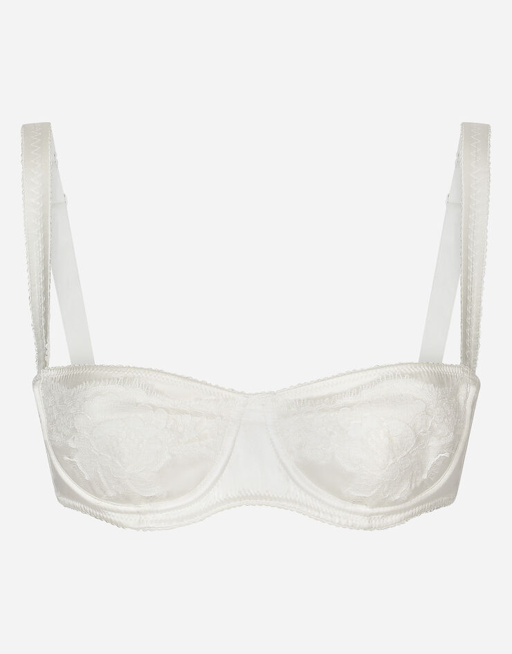 Dolce & Gabbana Semi-padded satin balconette bra with lace White O1A14TONO13